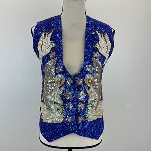 ⭐️Vintage Savvy bead sequin angel Christmas vest size small nwt
